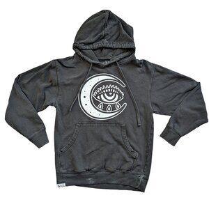Born Dead Black Distressed Eye Moon Hoodie Size Small